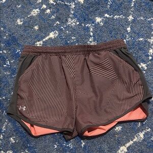 Under Armour Women's Black and Coral Athletic Shorts